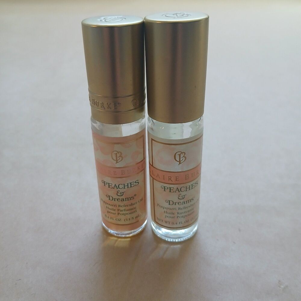 Vintage Claire Burke Peaches & Dreams Potpourri Refresher Oil .4 fl oz Lot Of 2